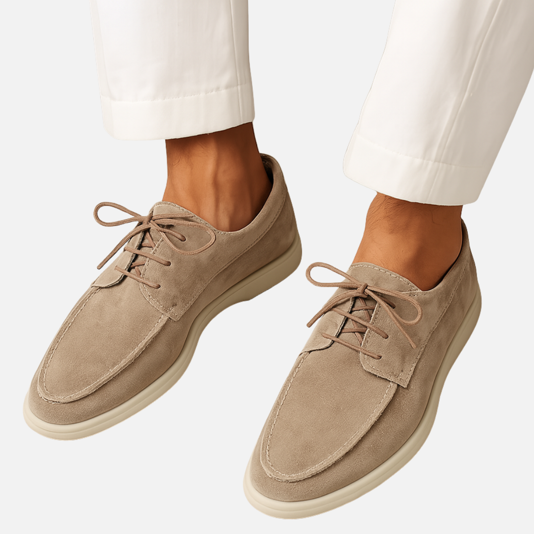 Men’s Suede Loafers with Laces – Classic Lace-Up Dress Shoes in Suede