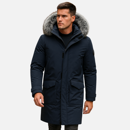 Men’s Winter Jacket with Hood and Faux Fur Collar – Warm Coat