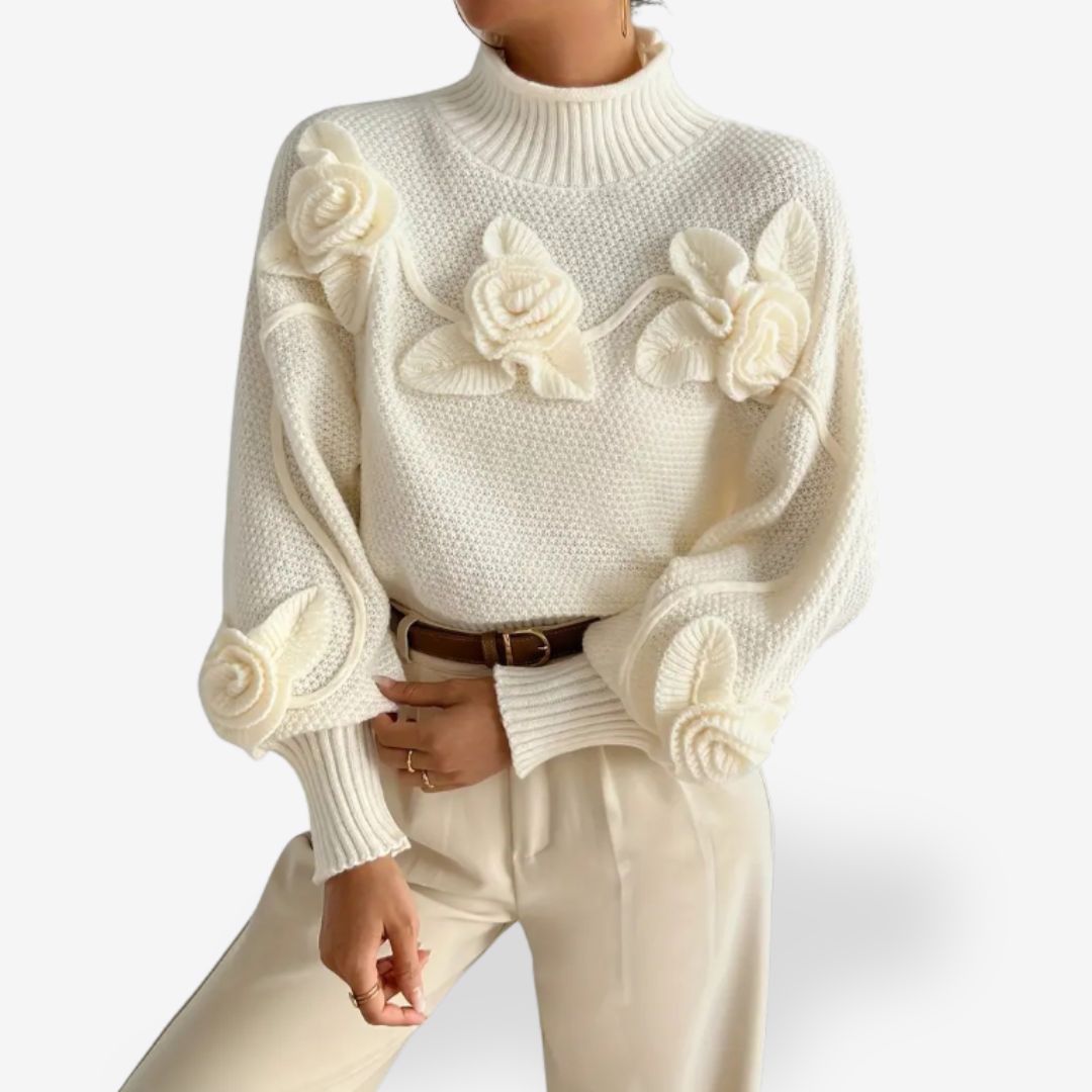 Women's Floral Turtleneck Sweater