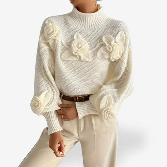 Women's Floral Turtleneck Sweater