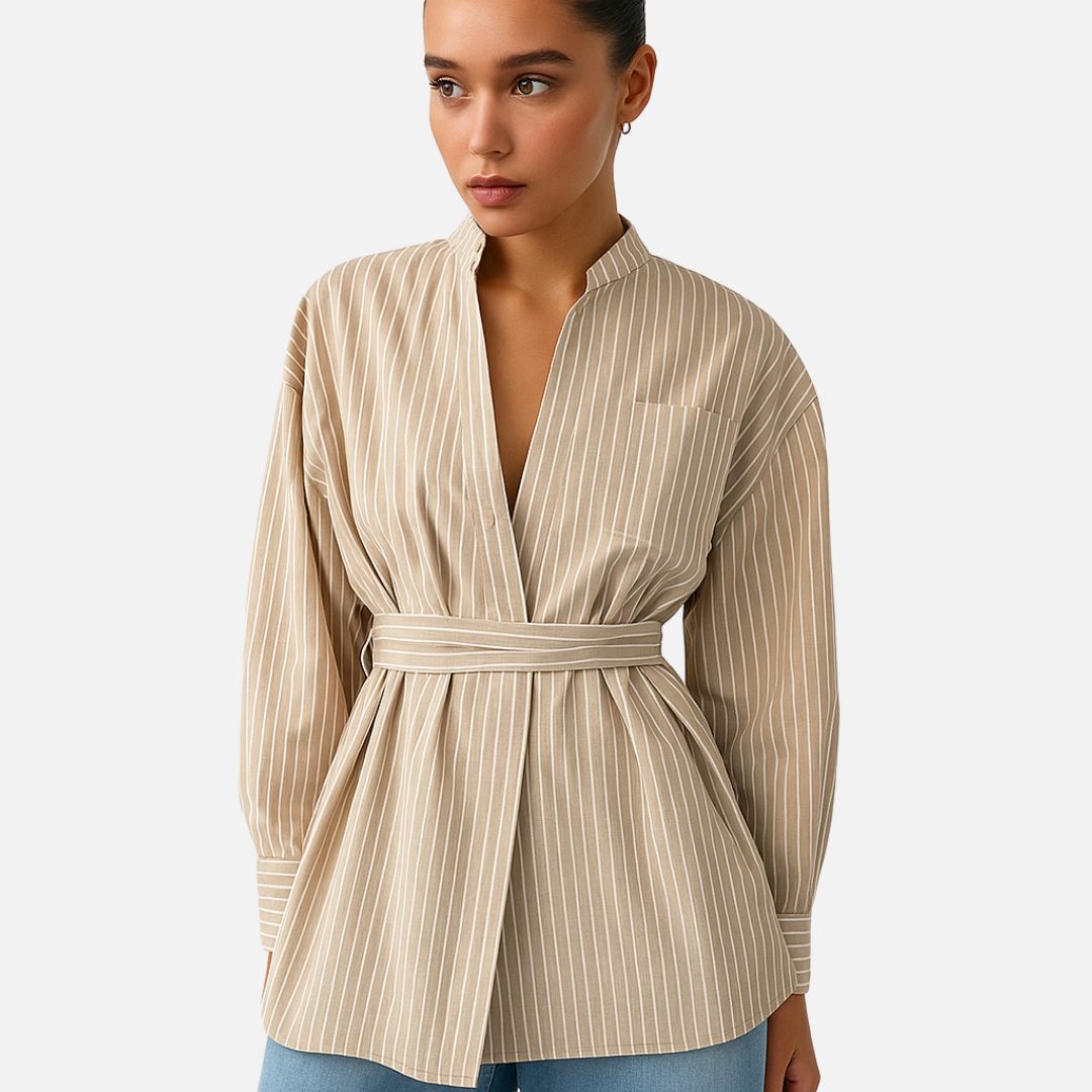 Women's Pleated Tailored Blazer - Belted Blazer