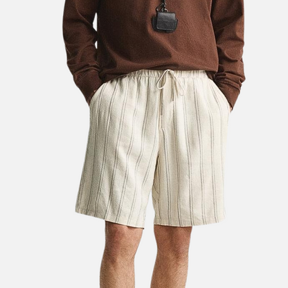 Men’s Linen Shorts - Striped Breathable Shorts