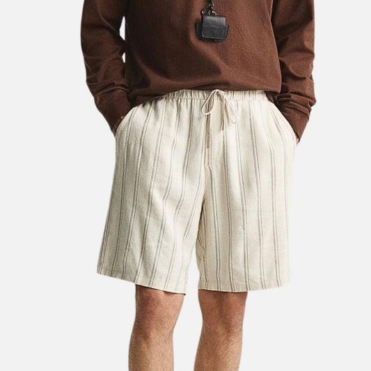 Men’s Linen Shorts - Striped Breathable Shorts
