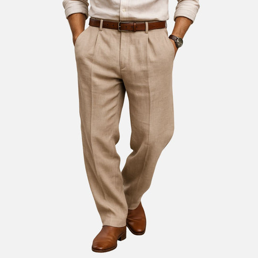 Men’s Pleated Linen Pants - Old Money Trousers