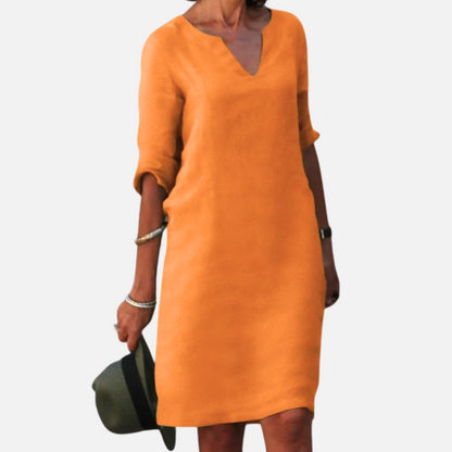 Women's Linen V-Neck Dress
