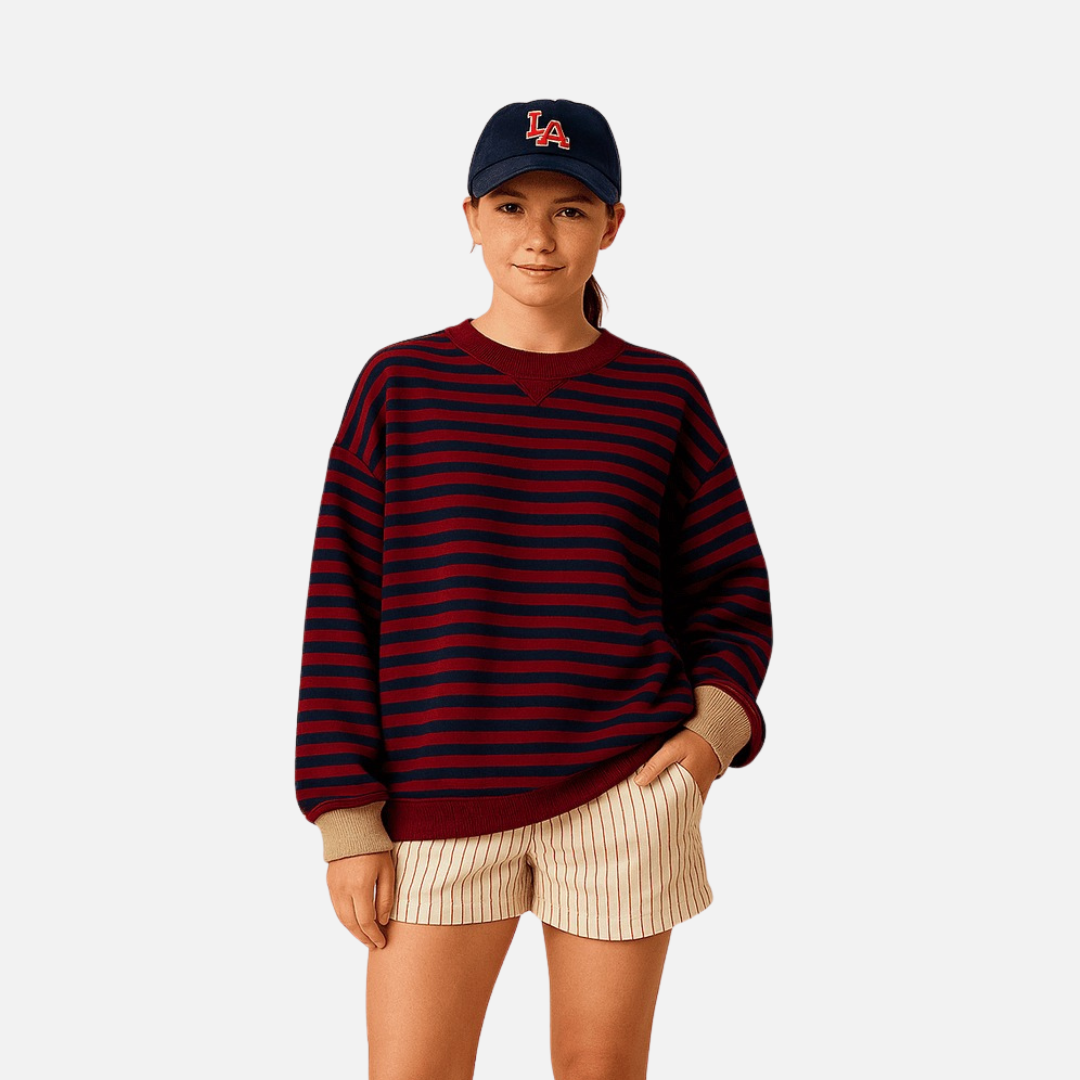 Women's Striped Cotton Sweater - Cozy Sweater