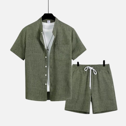Men’s Linen Set - Short Sleeve Shirt and Shorts
