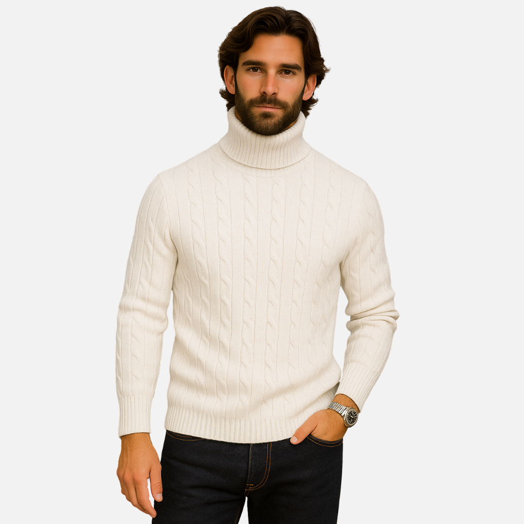 Men's Turtleneck Sweater - Knitted Wool Sweater