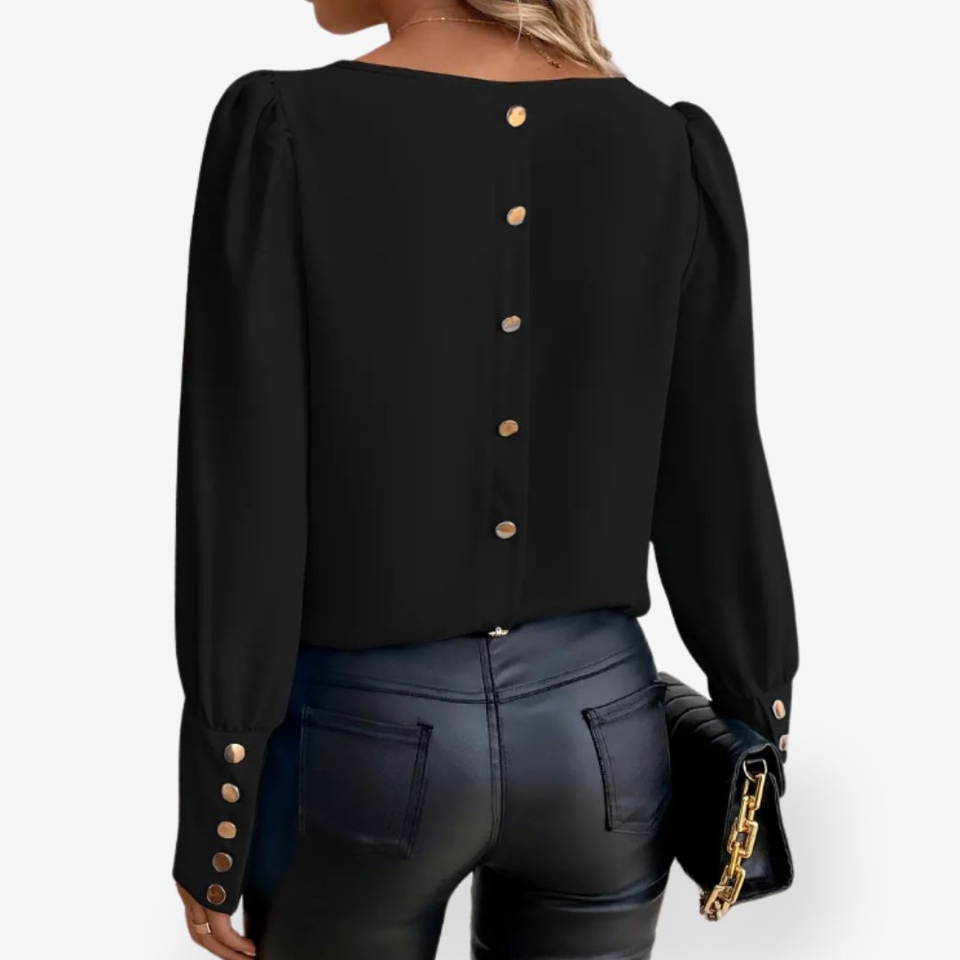 Elegant Women's Blouse with Gold Buttons