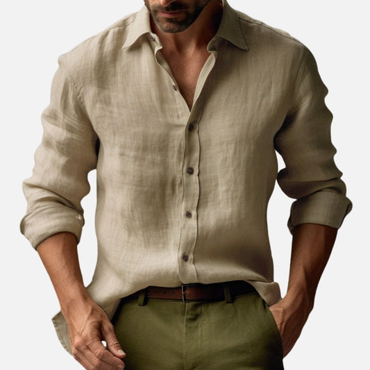 Men's Vintage Linen Blouse - Long Sleeve Blouse