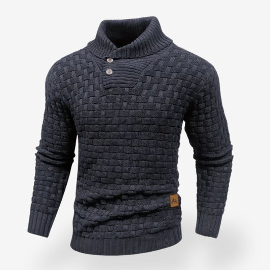 Men’s Warm Sweater with 2 Buttons and Collar