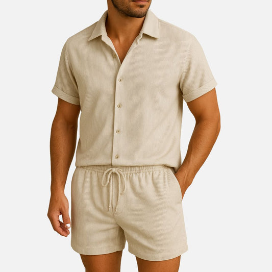 Men's Old Money Outfit - 2-Piece Shirt & Shorts Set