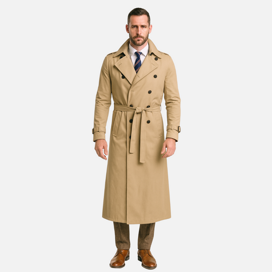 Men's Long Trench Coat - Insulated Trenchcoat Jacket