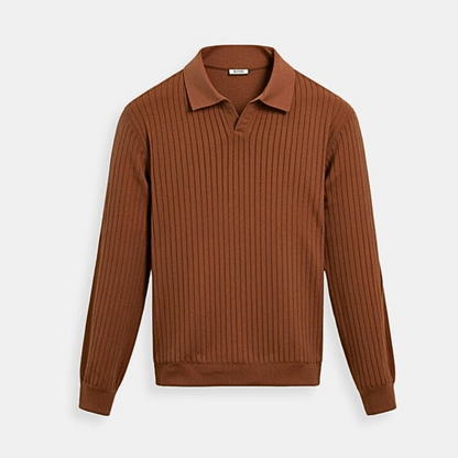 Men’s Long Sleeve Shirt - Striped Polo Shirt