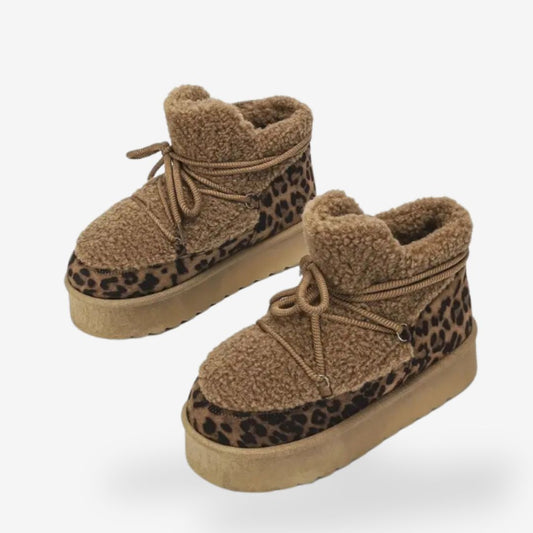 Women’s Fleece-Lined Panther Print Shoes Warm