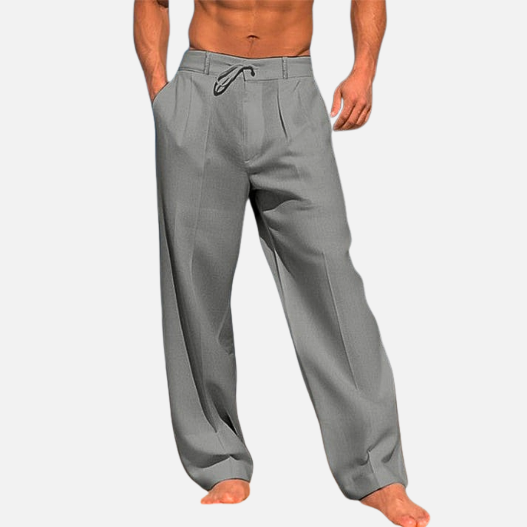 Men’s Linen Trousers - Long Wide-Leg Trousers