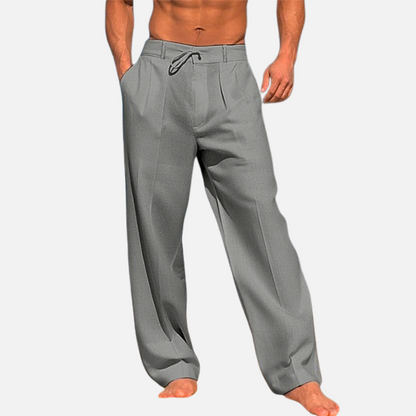 Men’s Linen Trousers - Long Wide-Leg Trousers