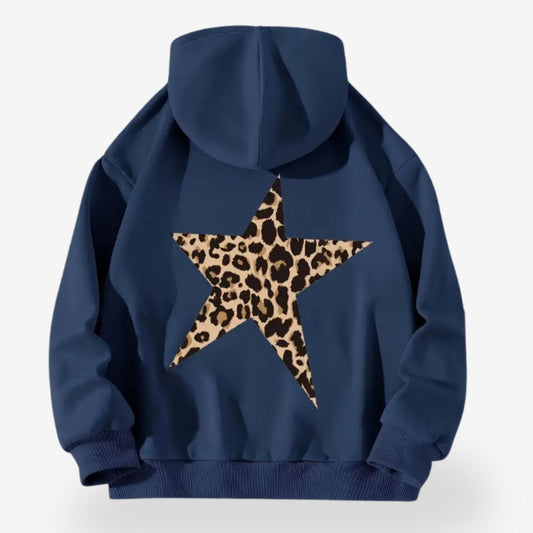 Women's Warm Hoodie with Leopard Star Design