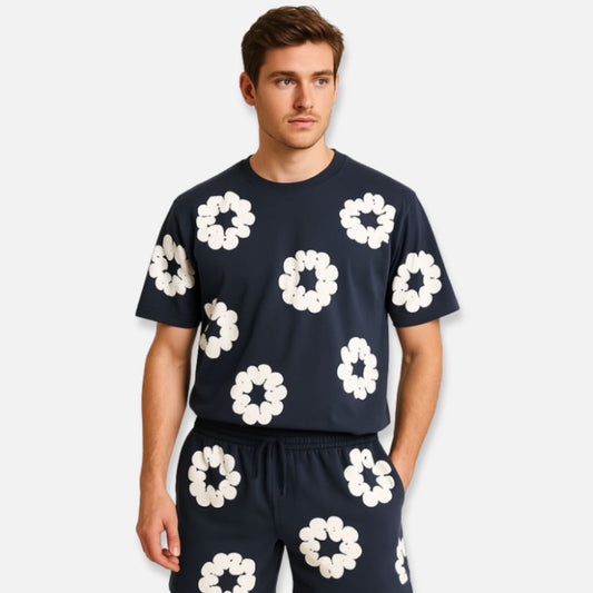 Men’s Floral Wreath Short Outfit - Cotton Short Outfit Set