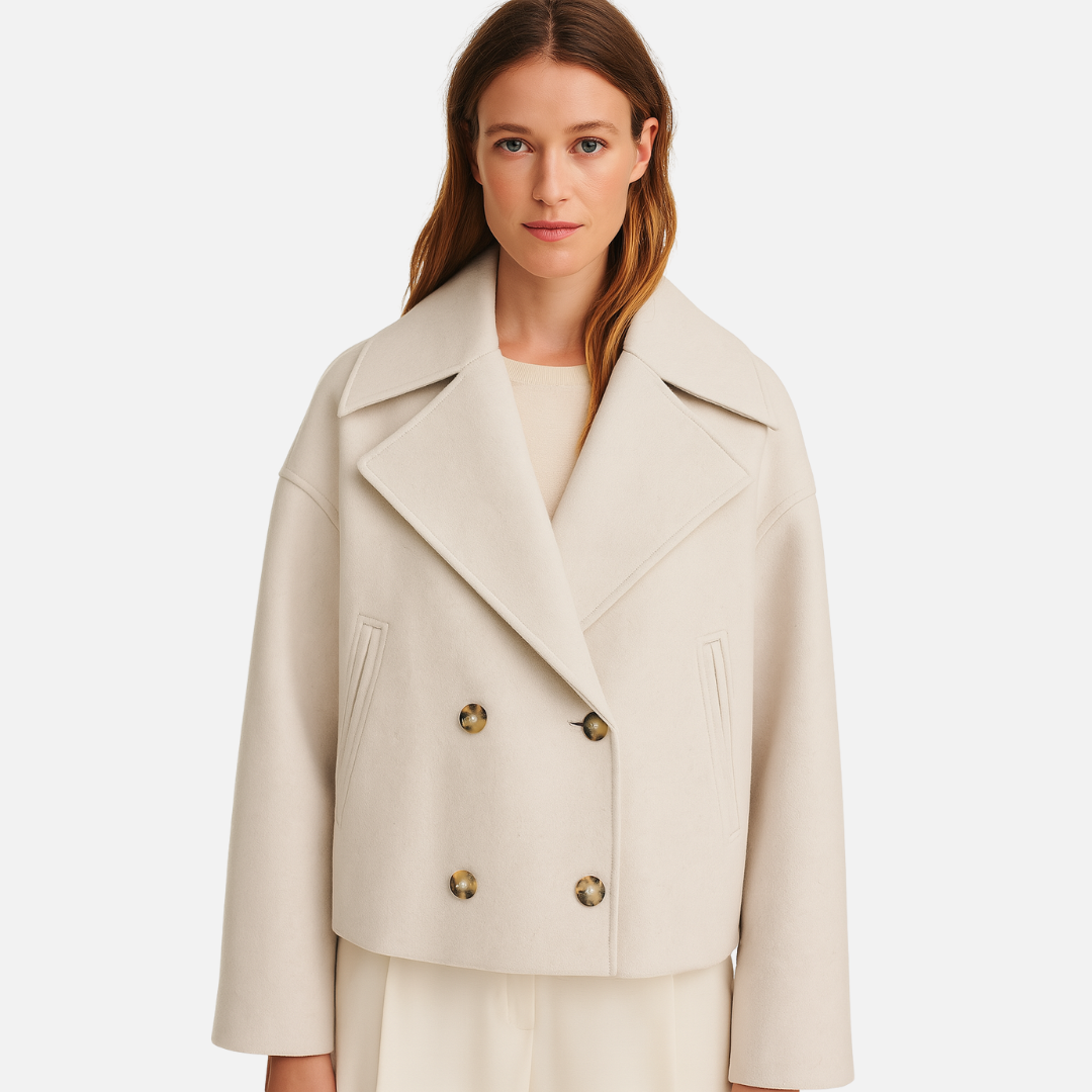 Women’s Tailored Coat - Casual Buttoned Jacket