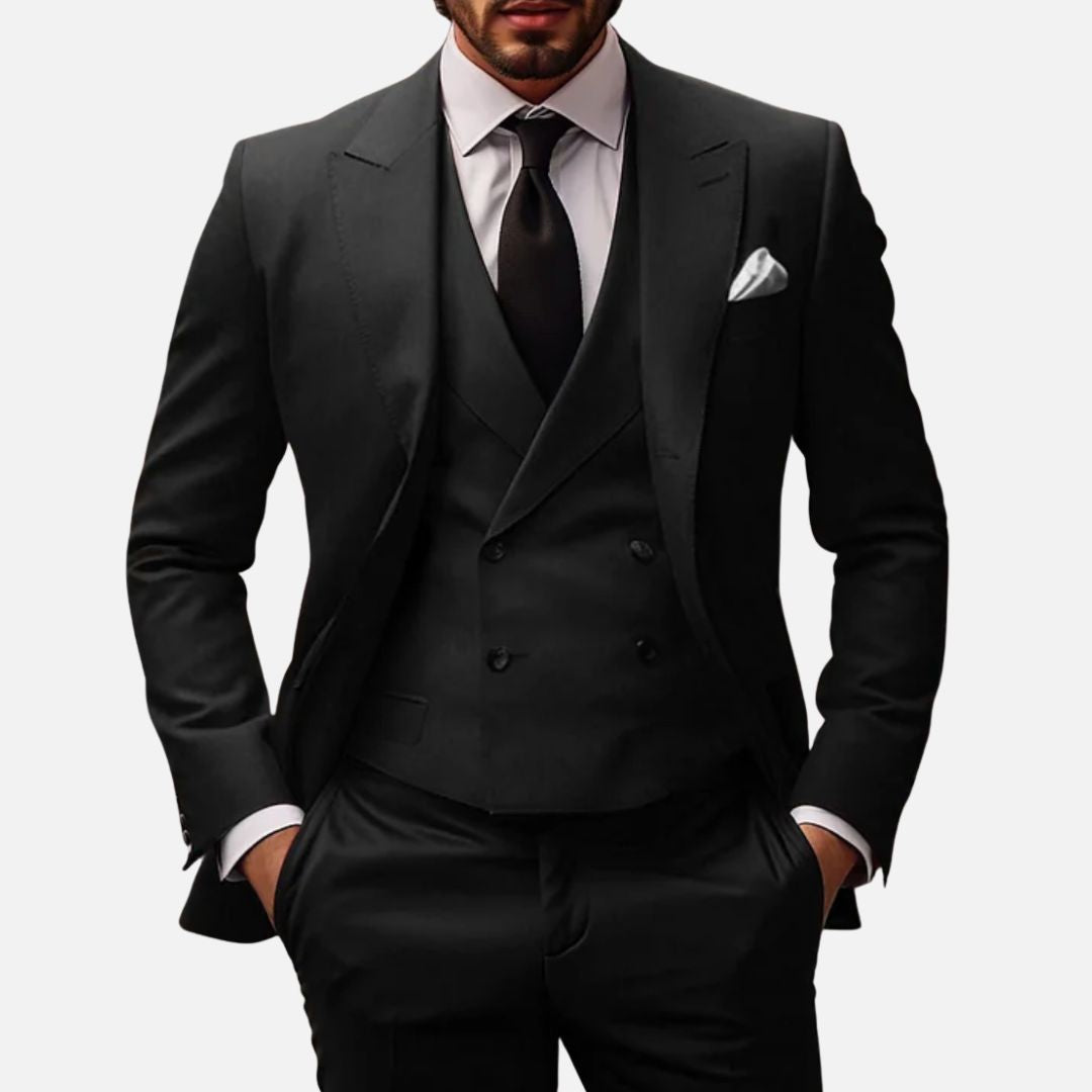 Men's Smart 3-Piece Suit - Premium Suit with Trousers, Blazer and Vest