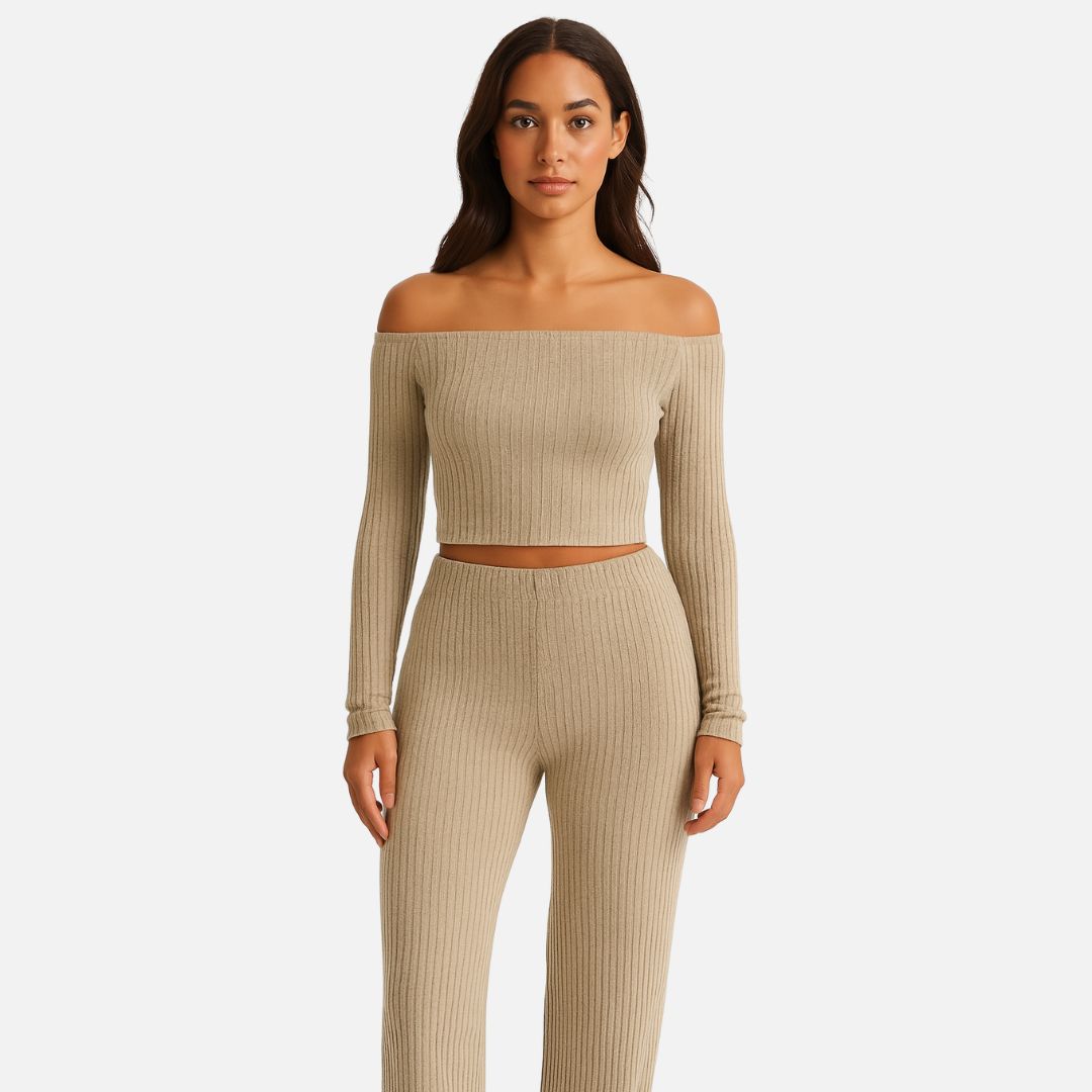 Women’s Loungewear Outfit Set - Cozy Knitted 2-Piece Set