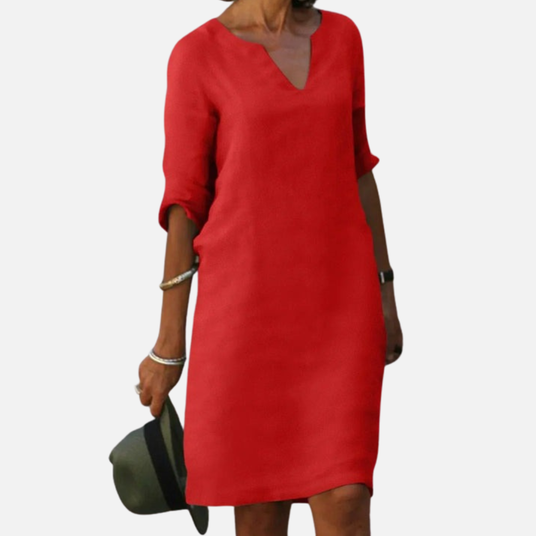 Women's Linen V-Neck Dress