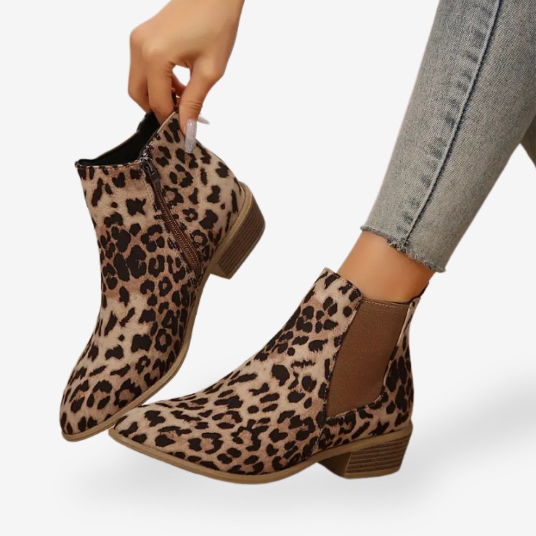 Women’s Panther Print Ankle Boots