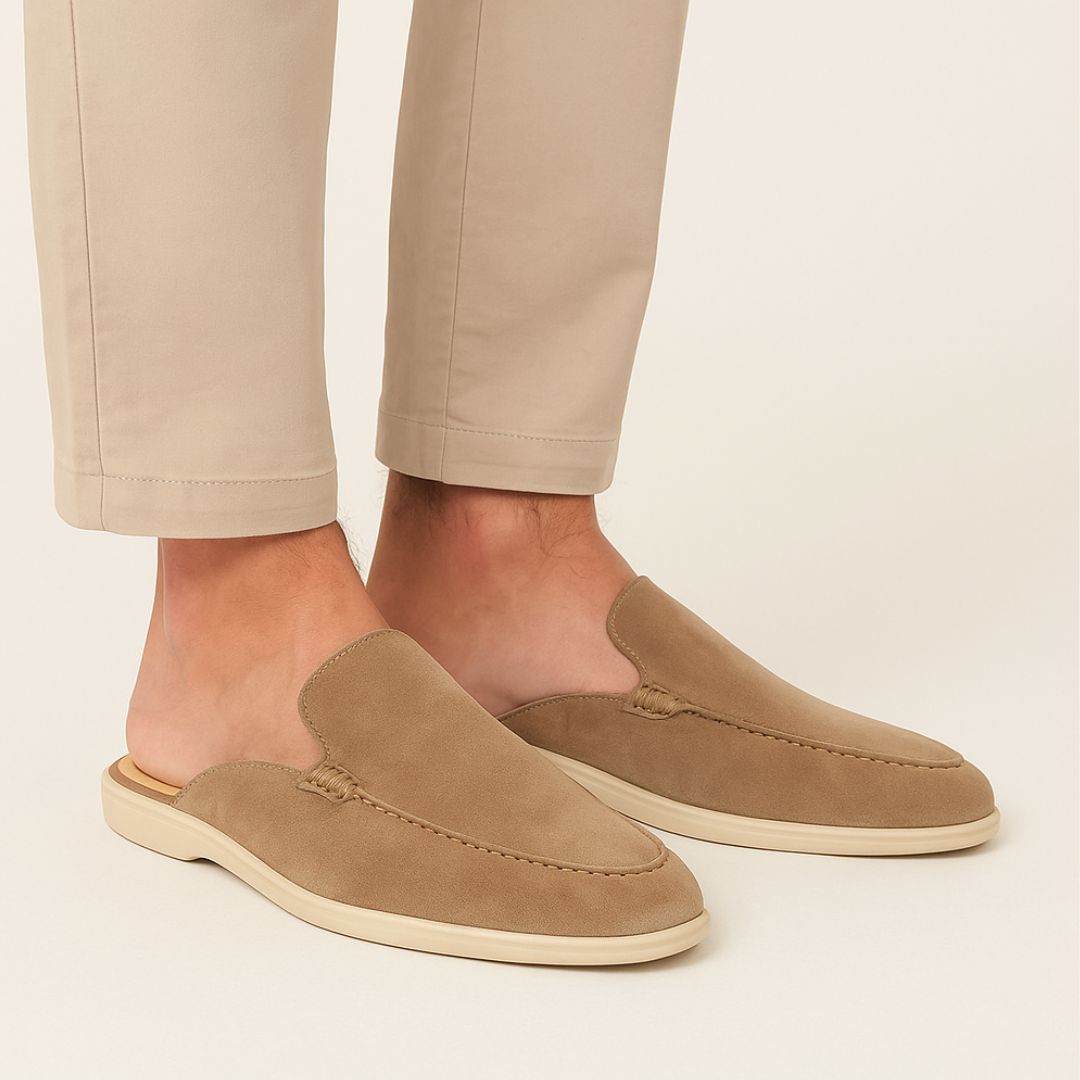 Men's Suede Mules - Old Money Slip-On Sandals