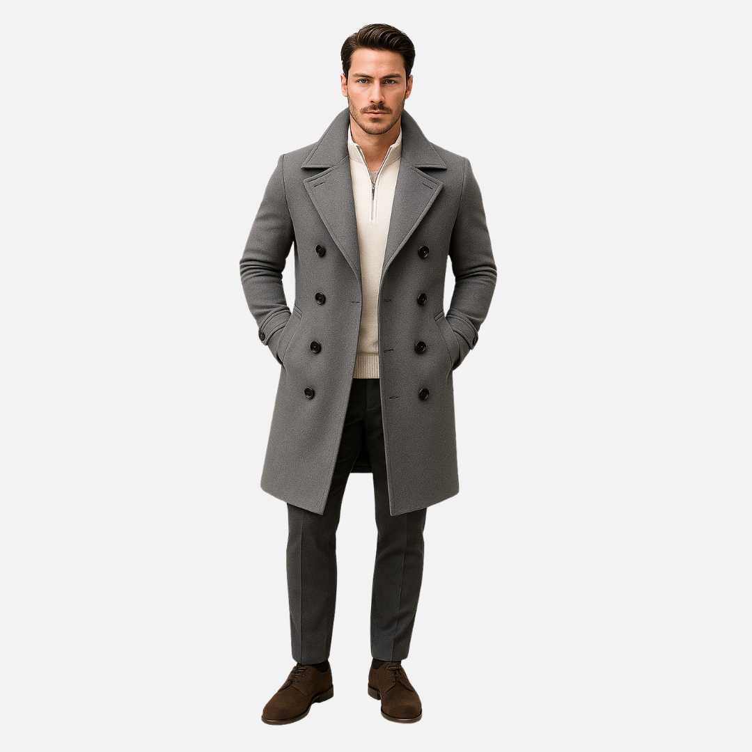 Men's Merino Wool Trench Coat - Long Wool Jacket