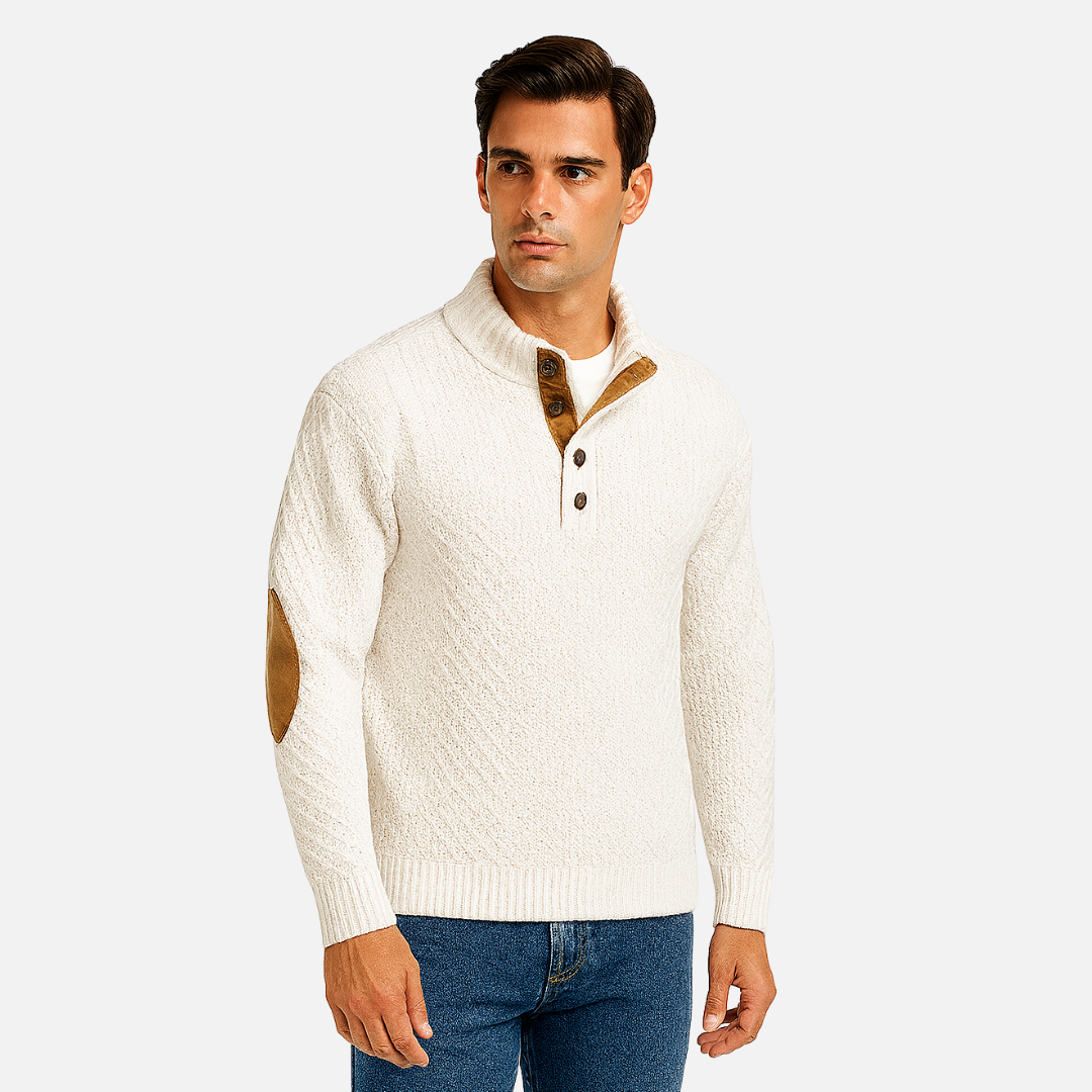Men's Classic Wool Sweater - Buttoned Sweater