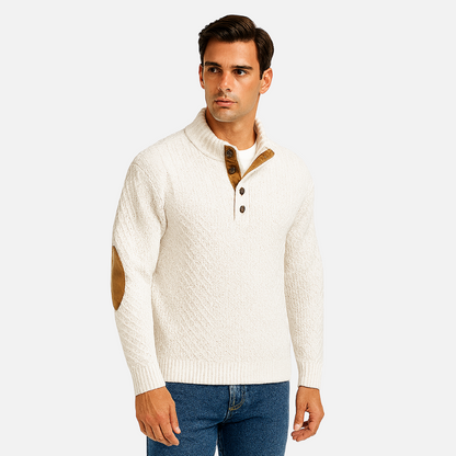 Men's Classic Wool Sweater - Buttoned Sweater