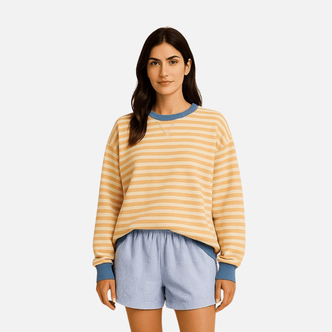 Women's Striped Cotton Sweater - Cozy Sweater