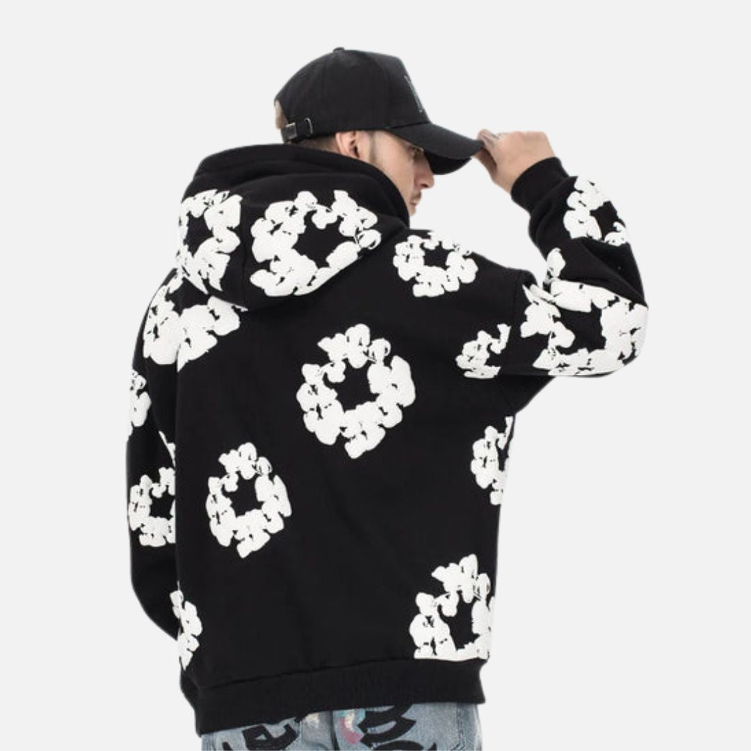 Men's Floral Hoodie - Comfortable Floral Warm Hoodie