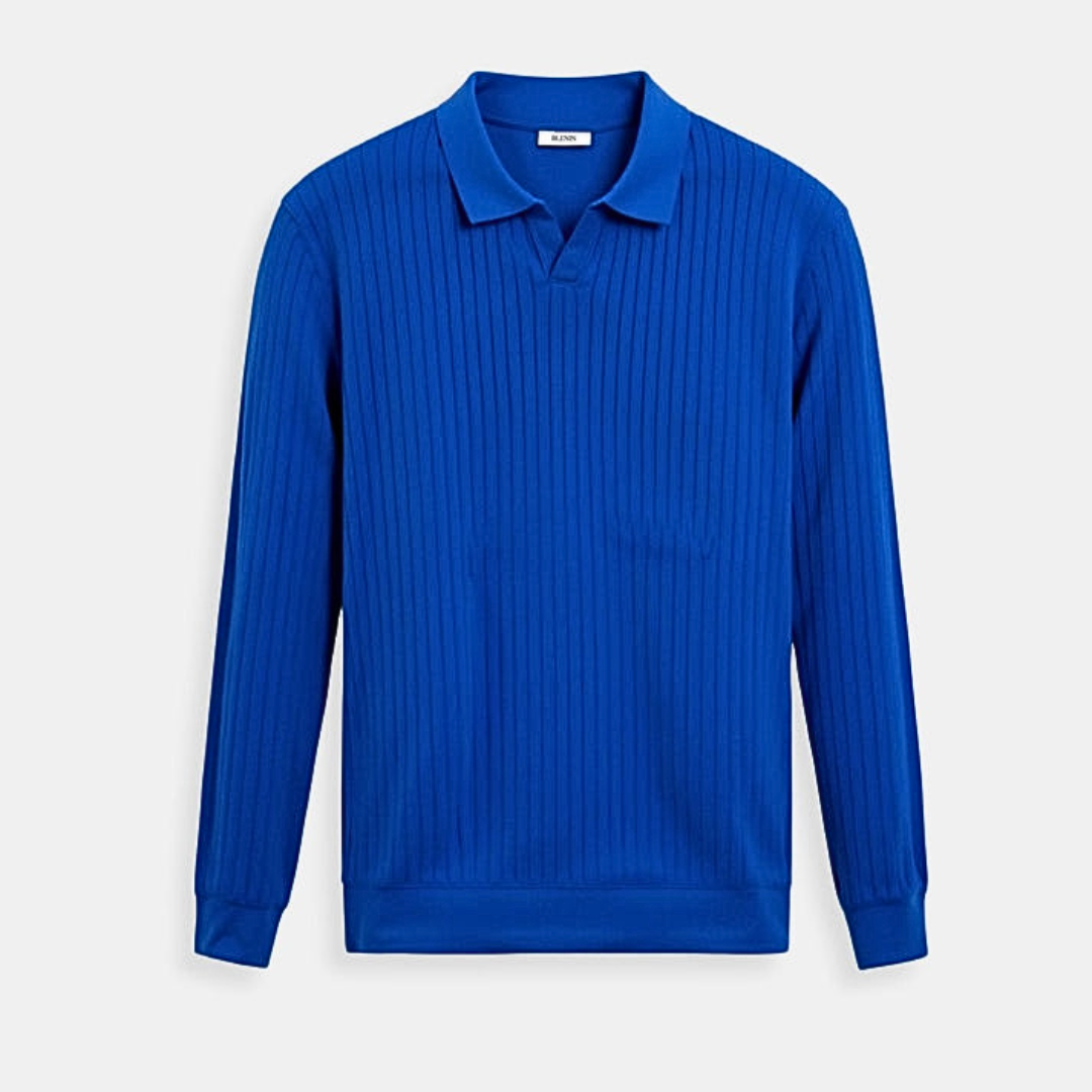 Men’s Long Sleeve Shirt - Striped Polo Shirt
