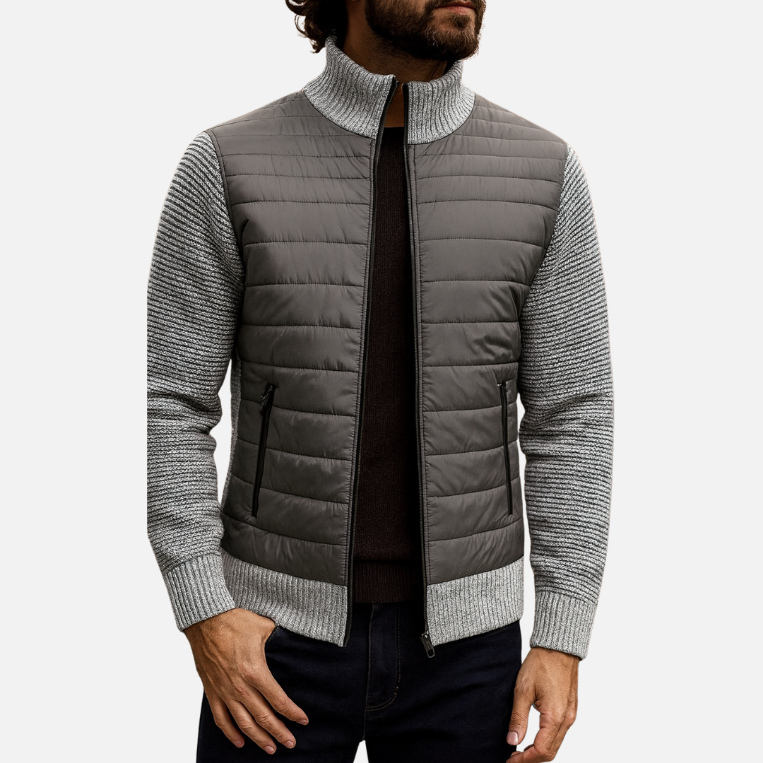 Men's Classic Elegant Jacket - Stand-Up Collar Coat