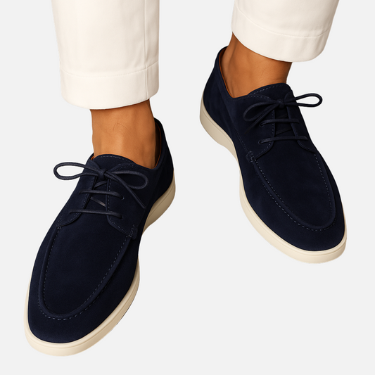 Men’s Suede Loafers with Laces – Classic Lace-Up Dress Shoes in Suede