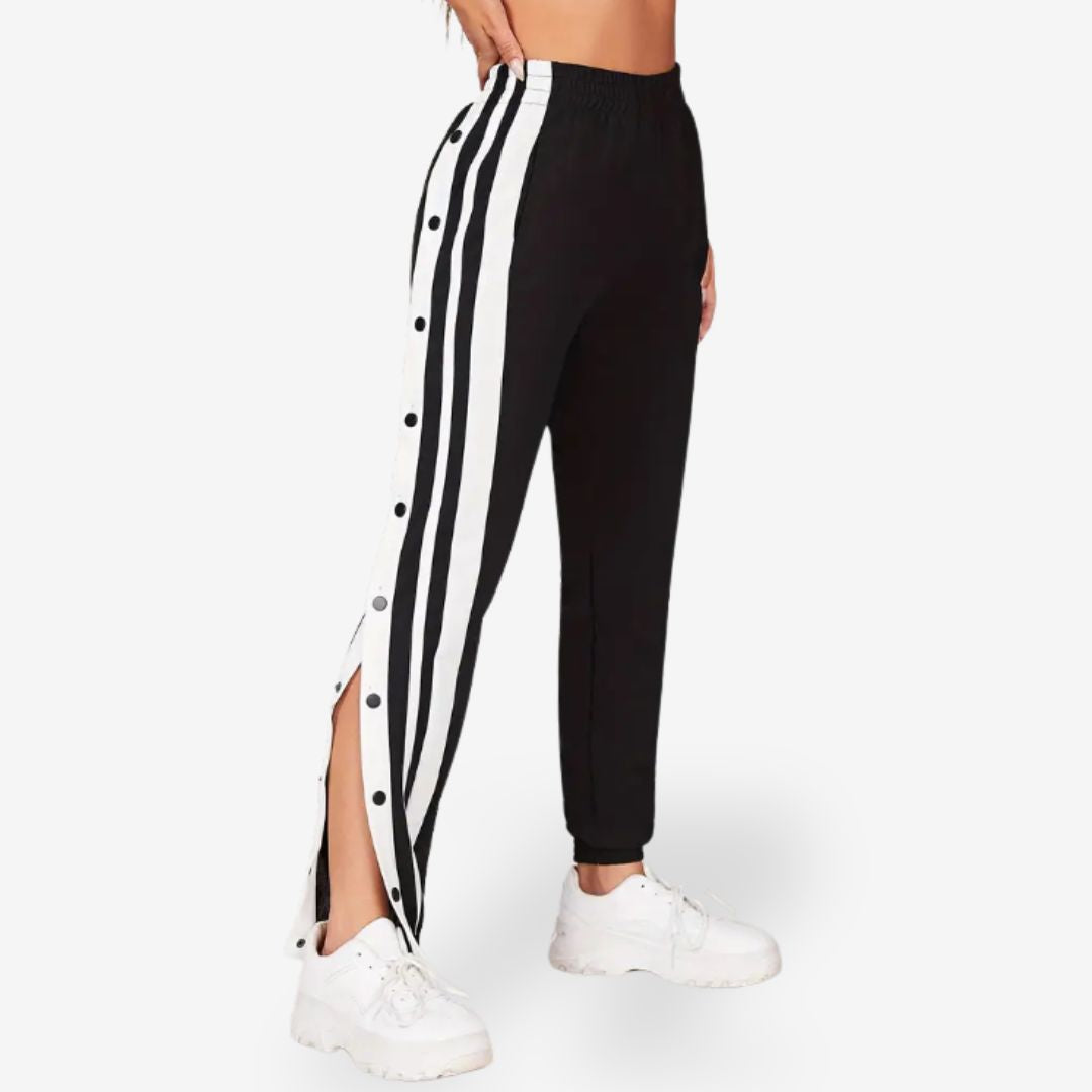 Women's Casual Track Pants with Side Buttons