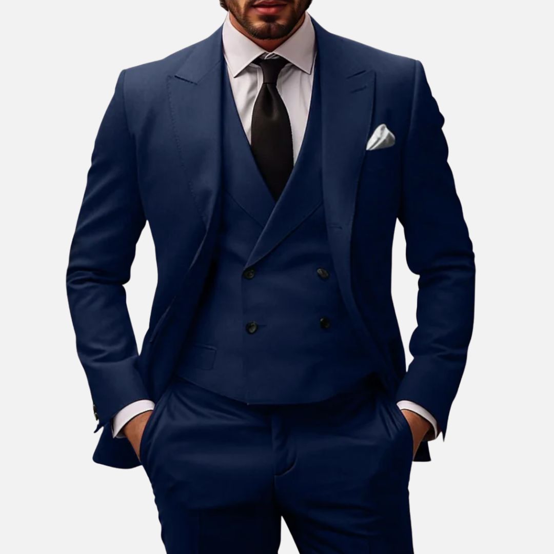 Men's Smart 3-Piece Suit - Premium Suit with Trousers, Blazer and Vest