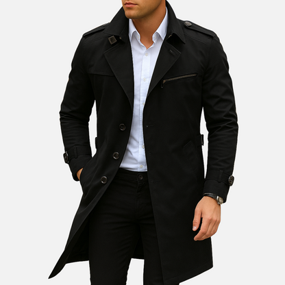 Men's Old Money Trenchcoat - Buttoned Long Jacket