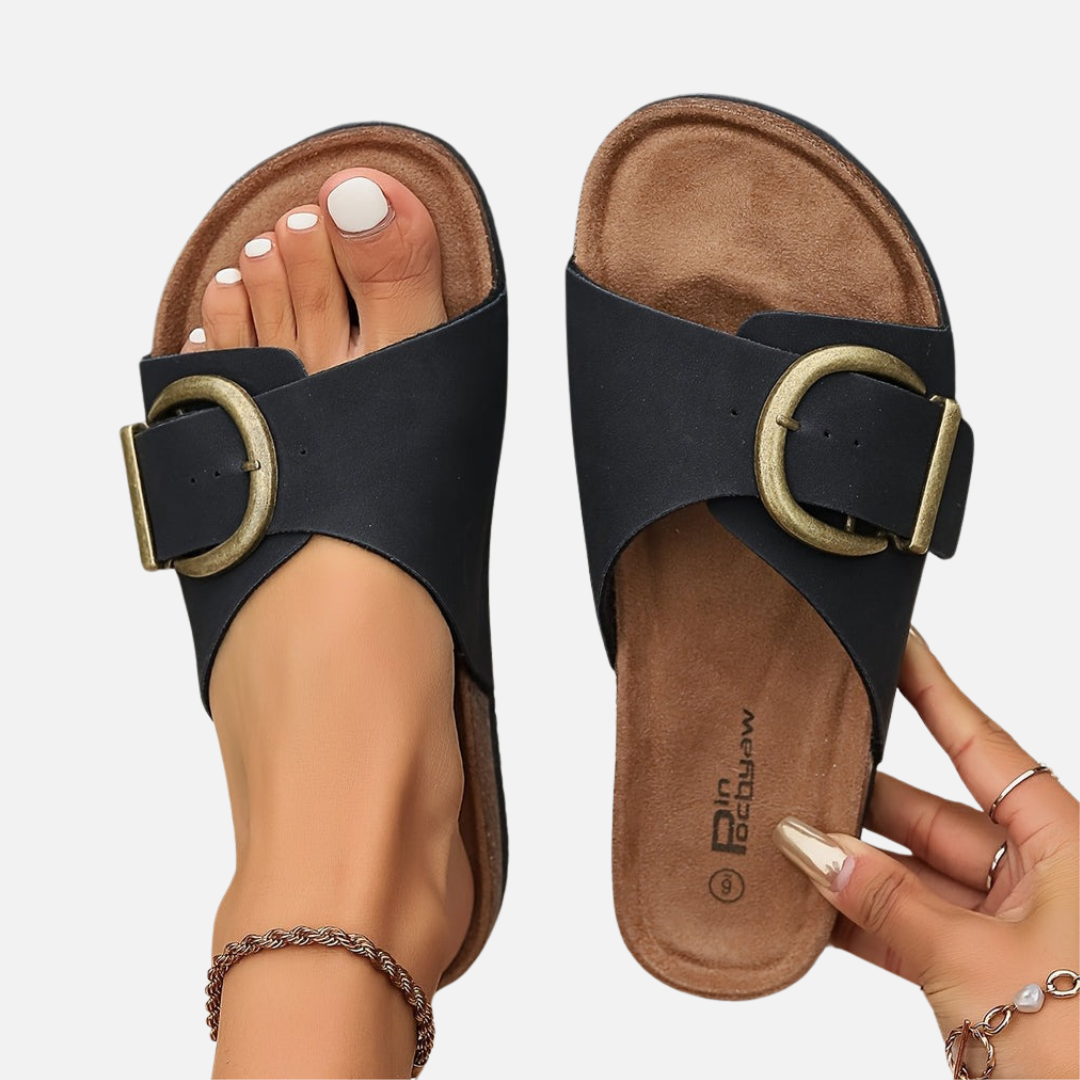 Women's Suede Slippers - Open Suede Sandals
