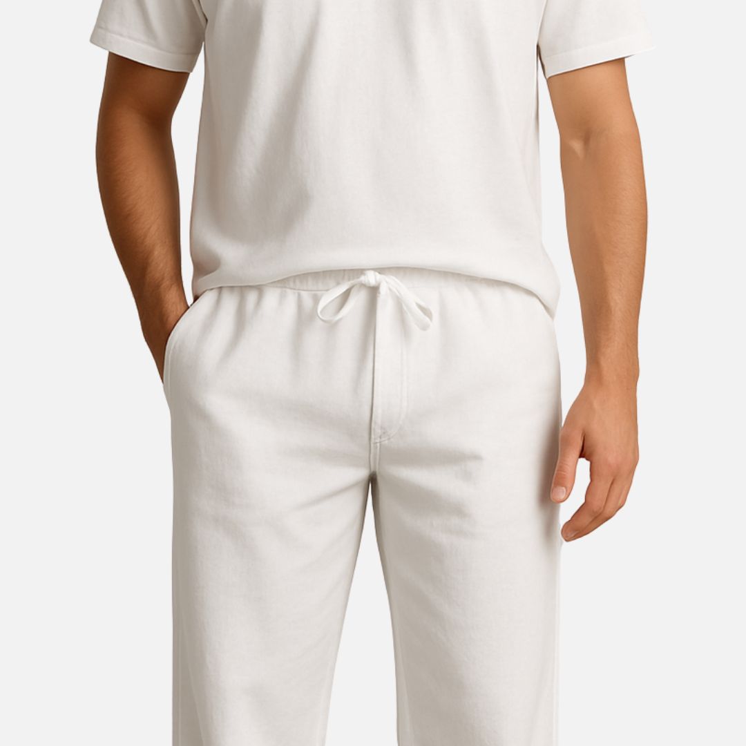 Men’s Linen Trousers - Long Wide-Leg Trousers