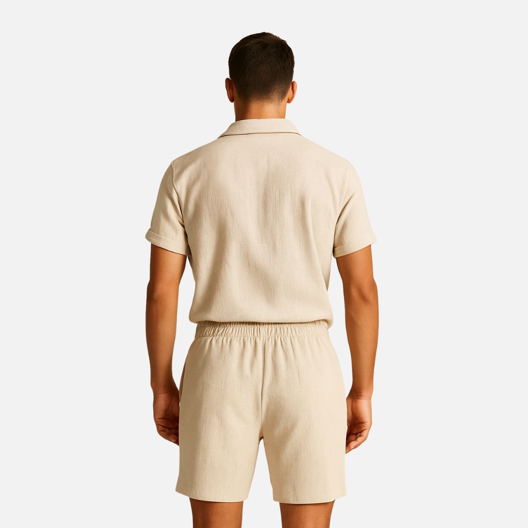 Men's Old Money Outfit - 2-Piece Shirt & Shorts Set