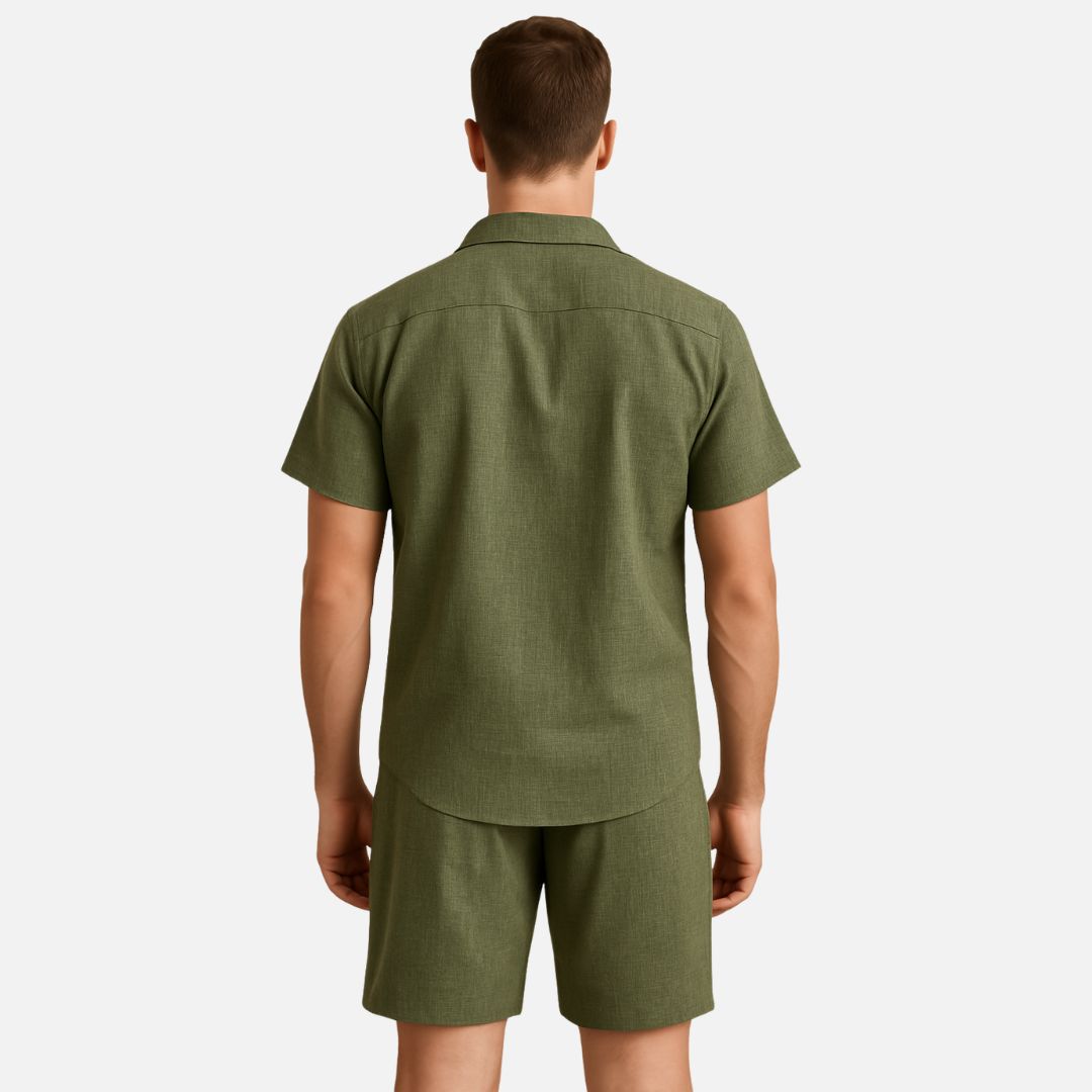 Men’s Linen Set - Short Sleeve Shirt and Shorts