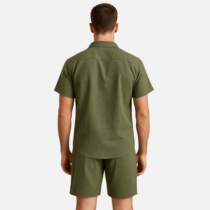 Men’s Linen Set - Short Sleeve Shirt and Shorts