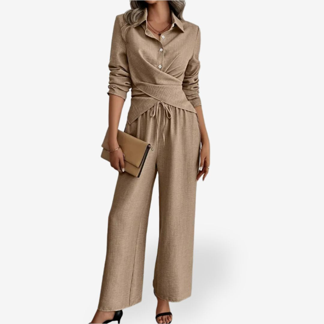 Women's 2-Piece Elegant Set - Blouse and Pants