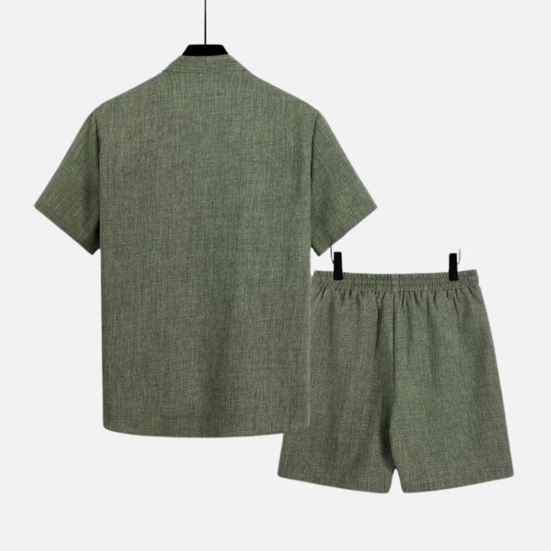 Men’s Linen Set - Short Sleeve Shirt and Shorts
