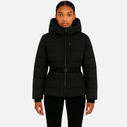 Women’s Belted Puffer Jacket – Warm Quilted Winter Coat