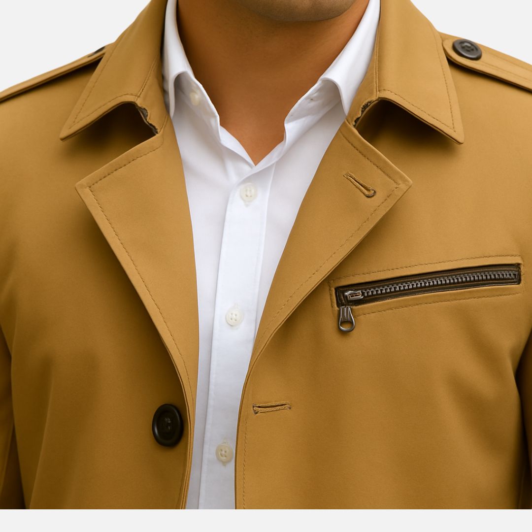 Men's Old Money Trenchcoat - Buttoned Long Jacket