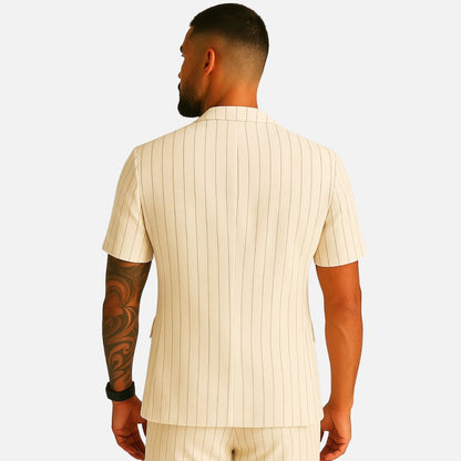 Men's Smart Linen Blazer - Striped Breathable Jacket